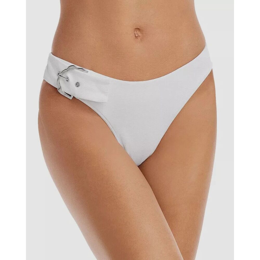 Revel Rey Hayes Bottom in Iridescent White Lurex with Silver Belt size L NWT